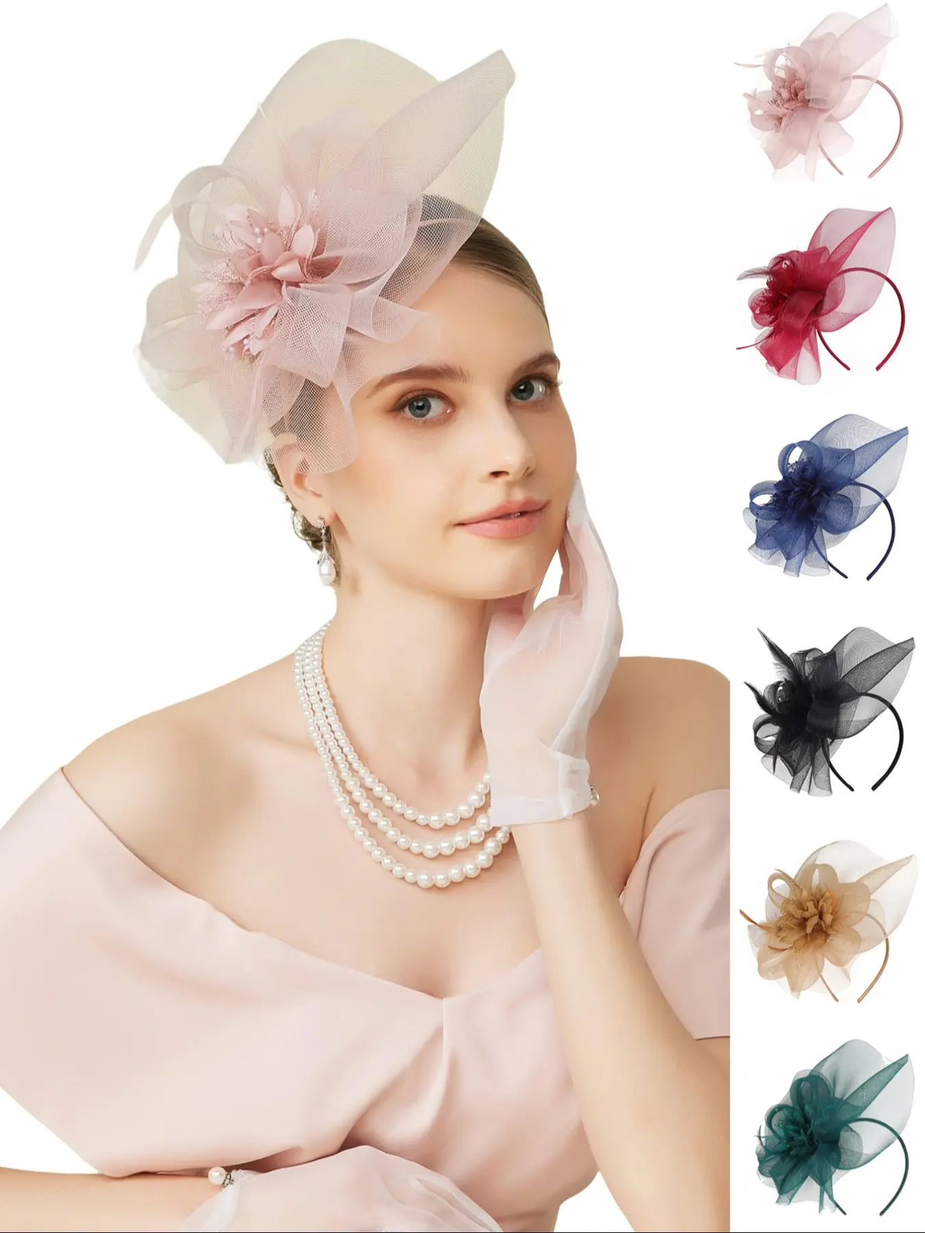 1pcs Fascinators Hat Feather Headband Women's Fascinators Tea Party Headwear with Clip Derby Hat for Girls and Women Ladies Headband Feather Accents Headbands Women
