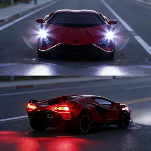 Diecast Metal Toy Car with Light & Sound, Pull Back Vehicle for Kids Ages 3-12