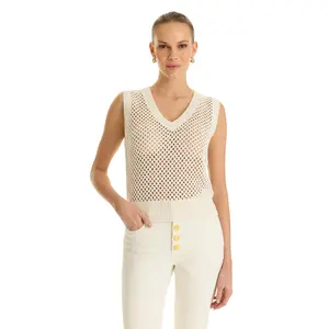 Addison Sequin Crochet Top - Pearl