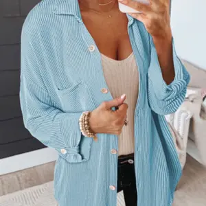 Blue Ribbed Shacket