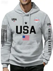 Hoodie Men's American Vintage Style Printed Pullover Comfortable Casual National Trend Top
