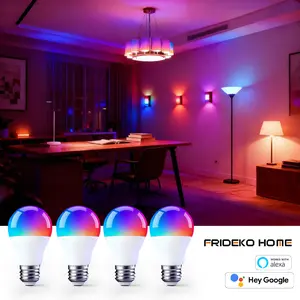 FRIDEKO HOME Smart Light Bulbs, Color Changing Light Bulb, Works with Alexa and Google Assistant,16 Million Colors RGB， Smart Away Mode,WiFi & App & Bluetooth LED Light Bulbs, Music Sync, A19 E26,800 Lumens 2-Pack Black Friday&CyberMonday,Christmas gifts