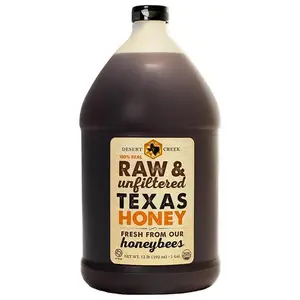 Desert Creek Honey - 100% Unfiltered, Pure, Raw Honey from Texas - Natural Sugar Substitute - One Gallon of Bulk Unprocessed, Unpasteurized American Honey - Harvested by Our Own Beekeepers