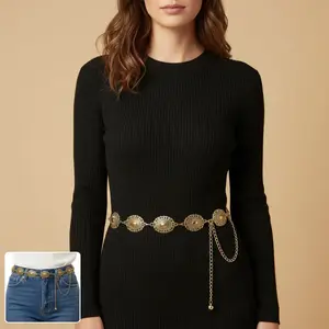 Women's Boho Western Metal Waist Chain Belt - Adjustable, Stretch Design with Lobster Clasp for Country Concert Dresses, Cowgirl Vintage Outfits, Waist Chains