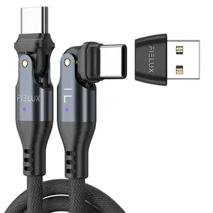 FIELUX 240W USB-C to USB-C 180° Rotating Charging Cable With USB A Adapter