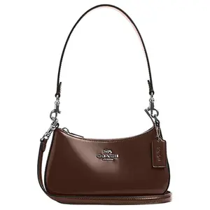 COACH Teri 20 Small Crossbody Shoulder Bag for Women, Logo-Zip Closure, Genuine Leather, Maple Color