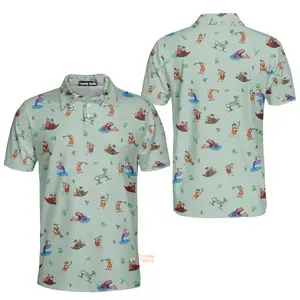 Funny Fred Flintstone Golf Polo Shirt Cartoon Pattern Men’s Lightweight Breathable Casual Outfit