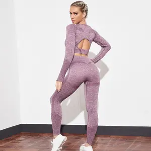 New popular sports yoga running fitness two-piece set with long sleeves and long pants made of nylon