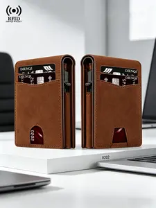 Men's RFID Blocking Retro Wallet, Credit Card Holder, Minimalist Wallet, Money Bag, Business Male Purse, Cardholder Case, Wallets for Men, RFID Shielded Wallet