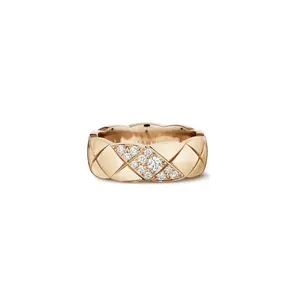 Pre-owned Chanel Coco Crush ring Quilted motif, small version, 18K BEIGE GOLD, with dia size 52 2026 full set