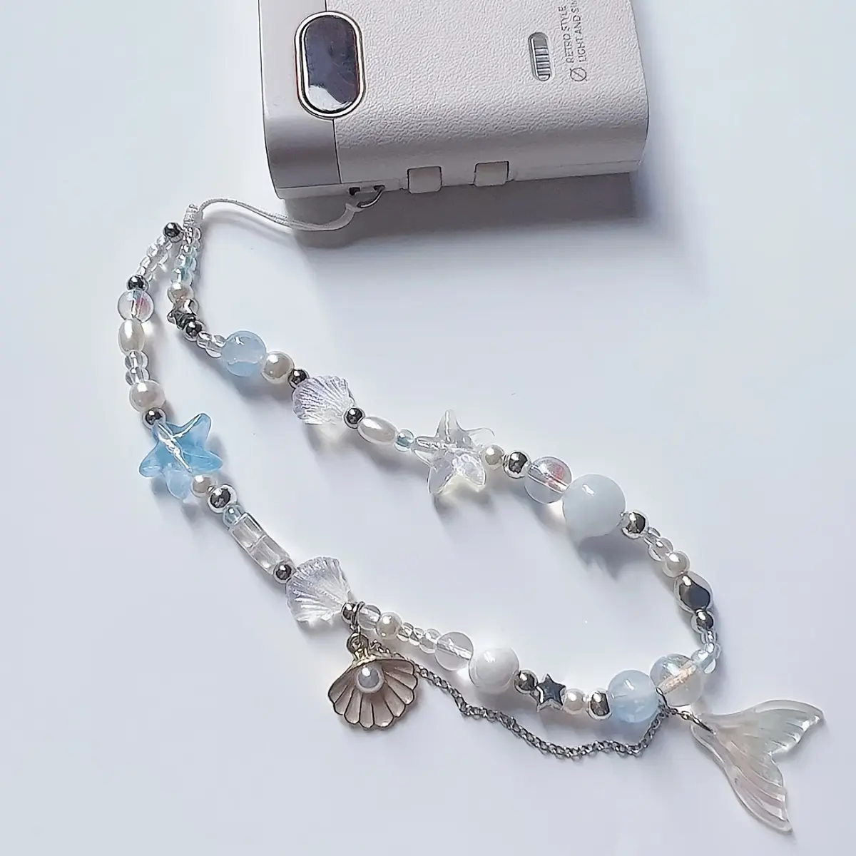 1 piece of mobile phone lanyard shell mermaid tail phone case decoration bracelet short bracelet handmade DIY resin bead CCD chain key camera chain Phone Strap Phone Charm Phone Chains Phone Accessories