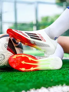 Unisex Gradient Lace-Up Long Nail Football Shoes, Breathable Knitted Upper, High Strength Anti-Twist Midsole, Transparent Nails Grip