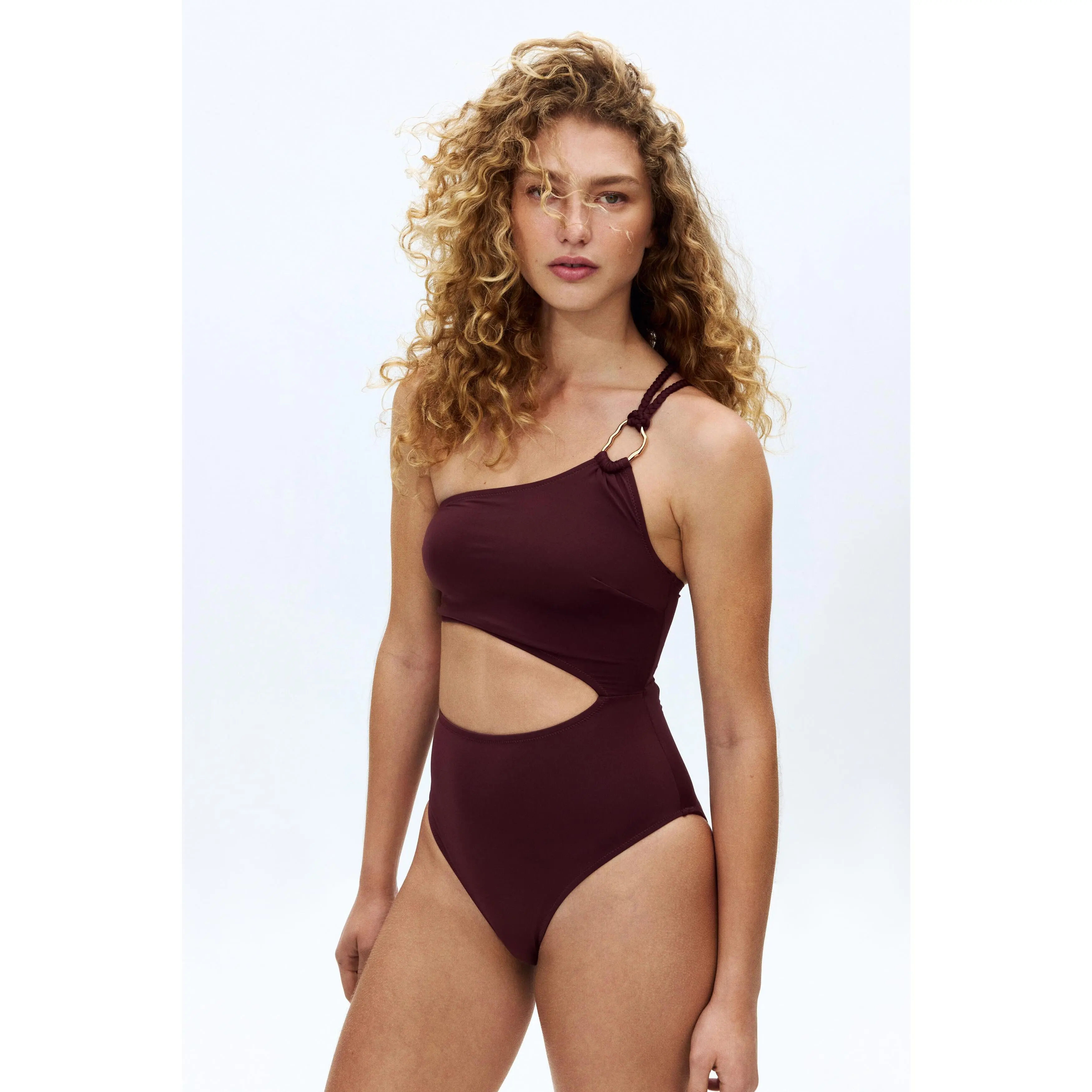 H&M Padded-cup one-shoulder swimsuit