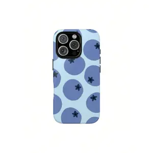 Blueberry Pattern Phone Case - Tough Cases For Apple And Android, Phone Accessories, Summer VibeSuitable For IPhone 17 Air,IPhone16/IPhone15/XR/7p8p/P12promax/P13promax/P14PROMAX/P13/P14/P11/P12/P14, XS/S/XSMAX/, Cute & Fashionable Thick Protective Cover