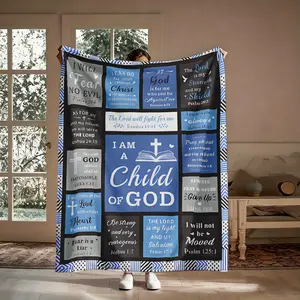 Christian Faith Flannel Blanket, Super Soft Warm Religious Bible Verse Throw, Perfect Gift for Believers, Suitable for Couch Travel Church, Cozy Bed Blanket