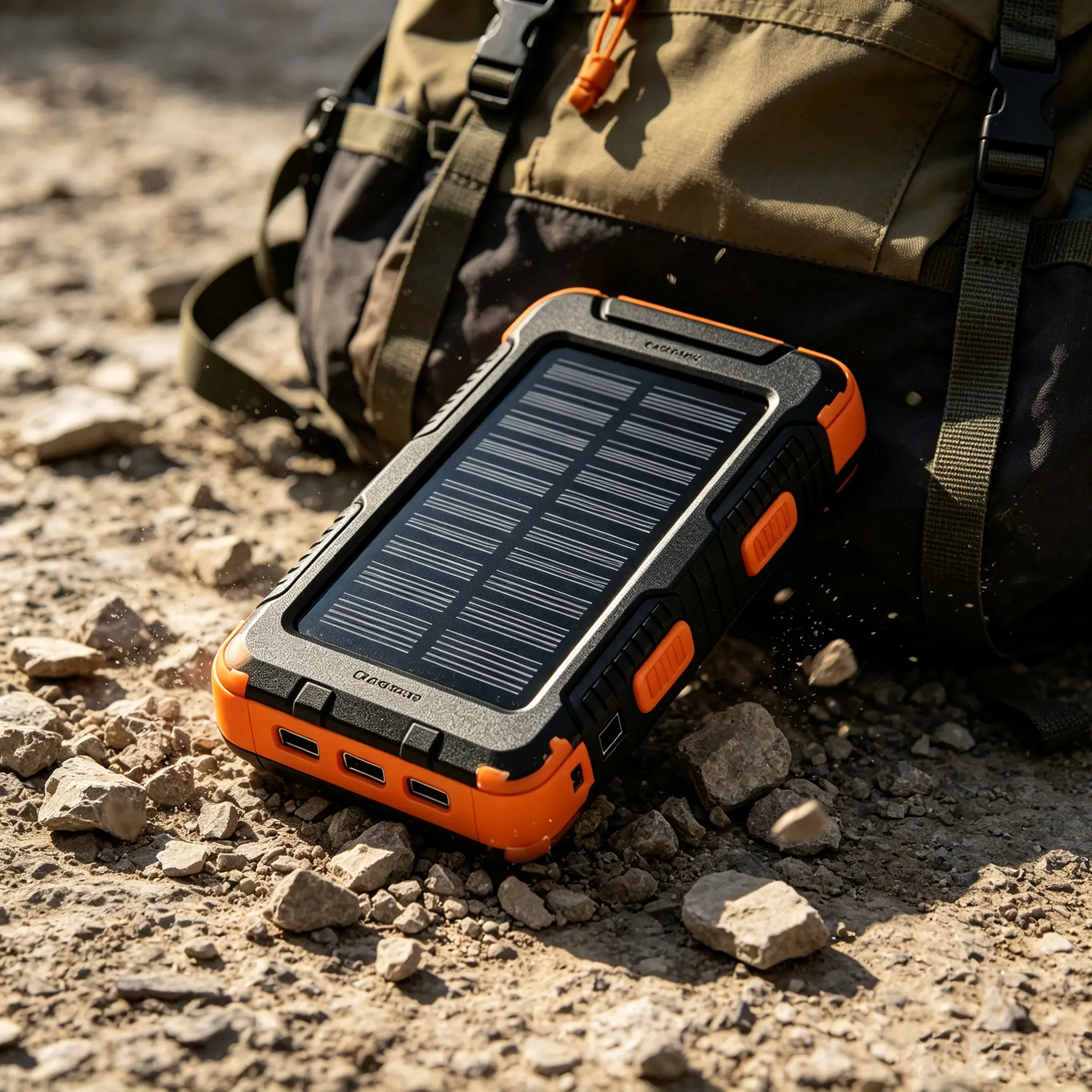 Solar Portable Power Bank 10000mAh, Dual USB Output & USB C Interface, Built-In Bright Flashlight Compass, Outdoor Camping Charger For Android