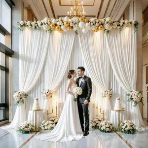 2pcs Of 5ft*10ft Elegant Polyester Spandex Photography Background Cloth, Banquet Decoration Curtains with Pole Bags, Soft And Smooth, Wear-resistant And Wrinkle-resistant, Suitable for Weddings, Birthdays, Banquets, Balls And Other Activities.