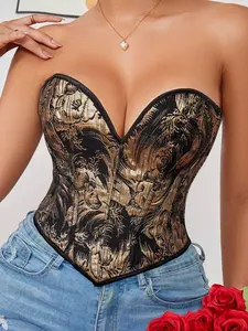 Women's Retro Style Satin Corset Top, Vintage Trendy Comfortable Breathable Sweetheart Neck Lace Up Backless Strapless Bustier Top for Party Holiday Vacation, Ladies Shapewear for All Seasons, Bustier Corset Tops