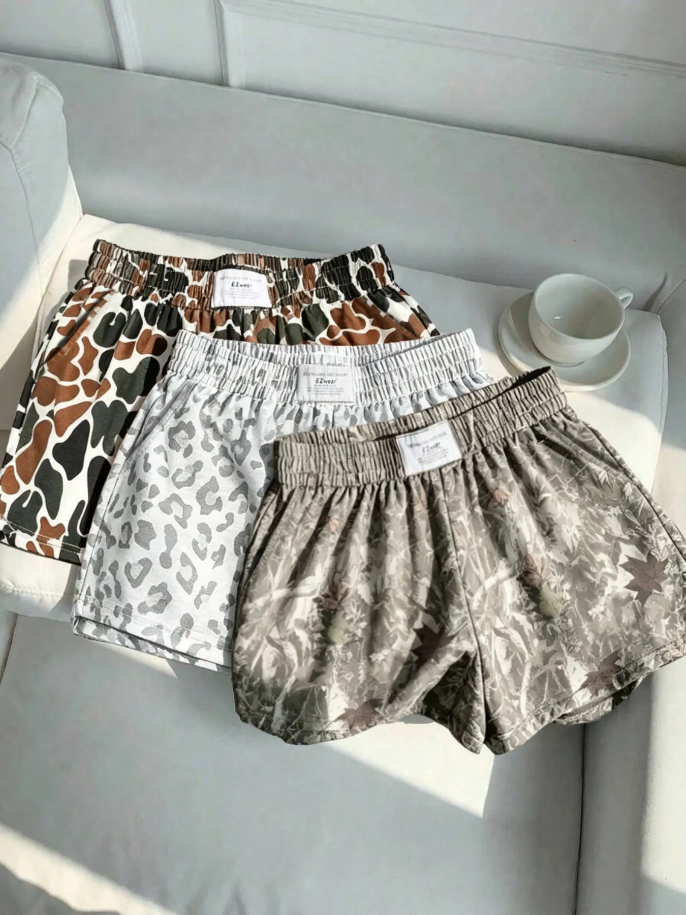 Women's Summer Camouflage Twig All-Over Print Baggy Oversized Loose Fitting Shorts, Loose-Fit Waistband, Casual Street Style, Ideal for Daily Commute and Outdoor Wear, Casual Shorts Loungewear