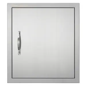 BBQ Access Door 18W x 20H Inches, Outdoor Kitchen Stainless Steel Flush Mount Vertical Door With Handle And Hook, Weather Resistant Wall Mount Door For Grill Island, Grilling Station, Outdoor Cabinet And Patio Kitchen