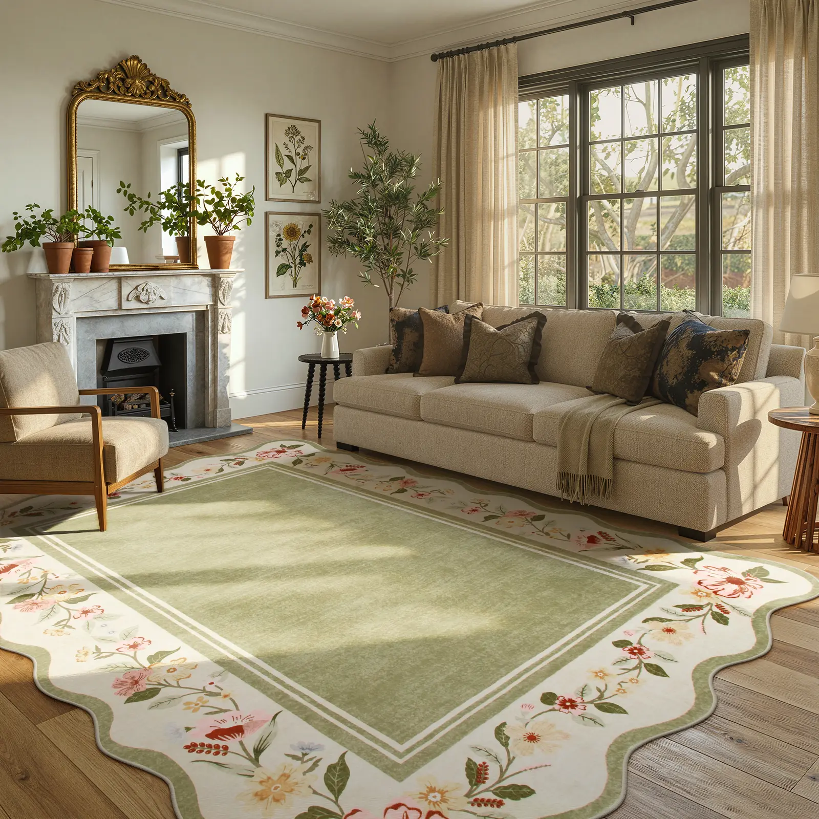 Lahome Flower Washable Area Rugs, Non-Slip Soft Rug for Dining Room, Living Room, Bedroom and Kitchen, Rugs for Decor Lahome Flower Washable Area Rugs, Non-Slip Soft Rug for Dining Room, Living Room, Bedroom and Kitchen, Rugs for Decor