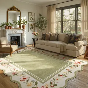 Lahome Flower Washable Area Rugs, Non-Slip Soft Rug for Dining Room, Living Room, Bedroom and Kitchen, Spring Rugs for Decor