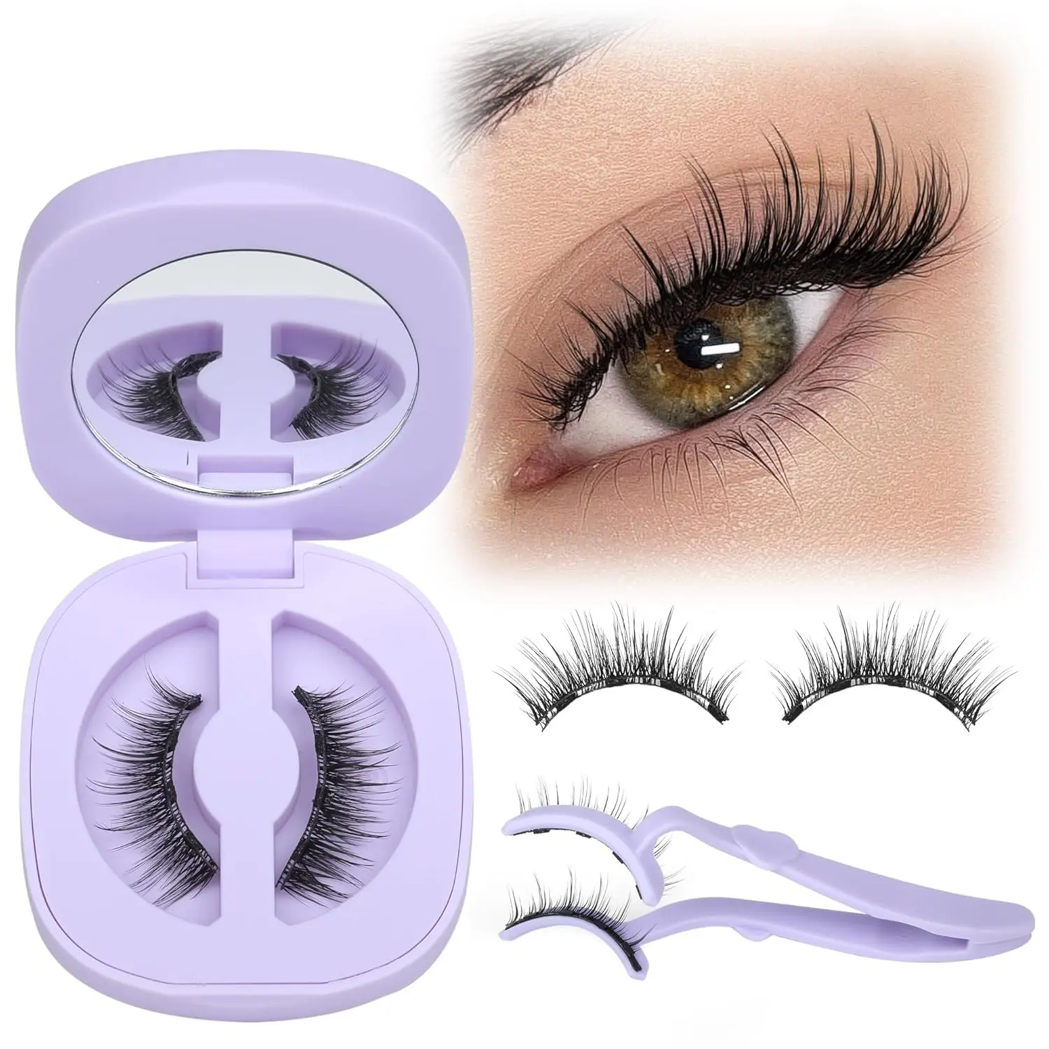 Magnetic False Eyelashes with Applicator – Lightweight Wispy Natural Look, Glue-Free, Eyeliner-Free, Waterproof Lash Clusters for Salon-Quality Flawless Finish, Eyelash Styles False Eyelashes & Adhesives