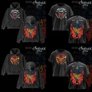 Eddie Munson Hellfire Club Acid-Washed Cotton T-Shirt, Vintage Graphic Tee for Fans of the Series Stranger Things, Top Streetwear Cotton Design for Men and Women, Unisex T-Shirt Hot