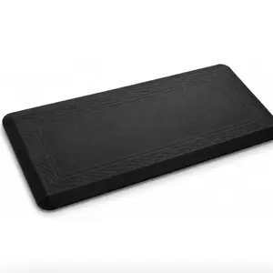 Anti-Fatigue Indoor Floor Mat - Non-Slip Standing Rug with Hemmed Edges, Supportive Surface, Durable Waterproof Odorless Black Design, for Standing Desk & Kitchen Use, Cleanable with Warm Water and Dish Soap