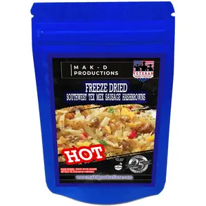 MAK D Productions Freeze Dried Meal - Breakfast - Pork - Sausage Southwest Tex-Mex Hashbrowns (HOT) - Gourmet Recipes by a Sullivan University (Louisville, Kentucky) Culinary Chef Graduate - NEVER BLAND TASTING - MADE IN THE USA