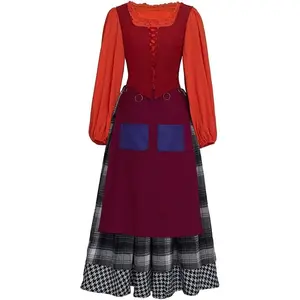 Womens Mary Sanderson Costume Dress Sanderson Sisters Cosplay Halloween Witch Outfit