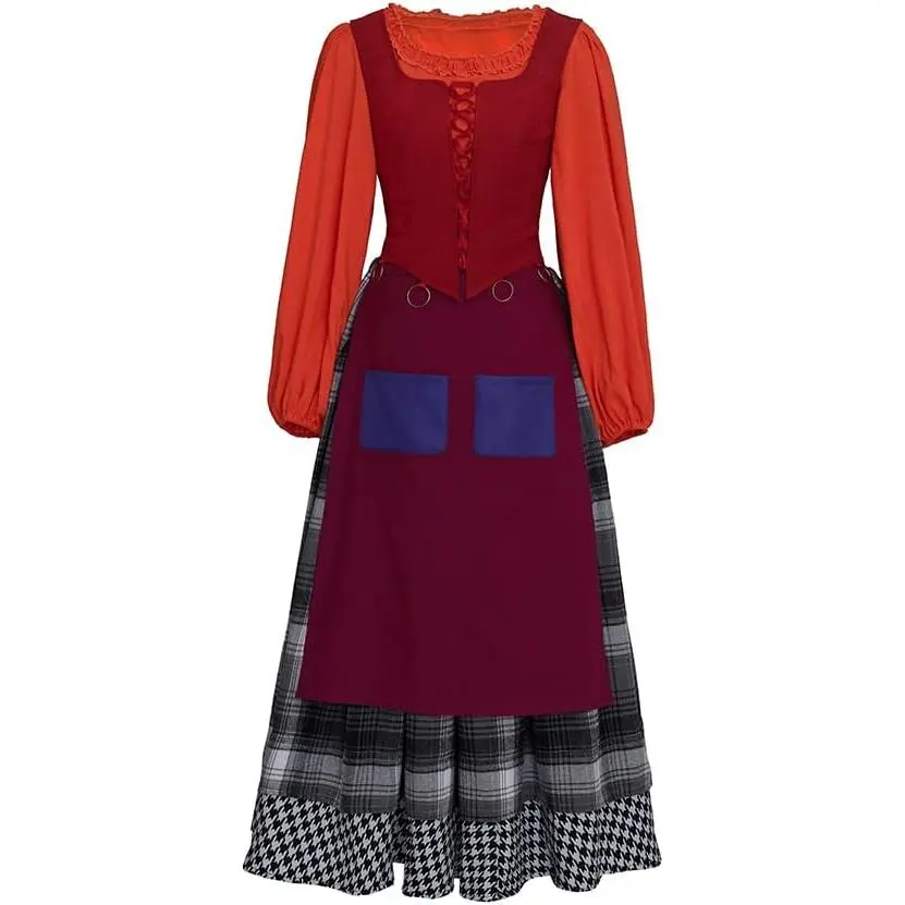 Womens Mary Sanderson Costume Dress Sanderson Sisters Cosplay Halloween Witch Outfit