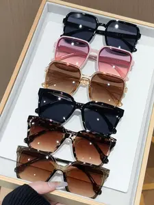 6 Pairs Square Large Frame Women's Sunglasses Set, Ideal for Driving, Camping, Daily Use, Business Casual, Outdoor Activities, Fashion Accessory Gift
