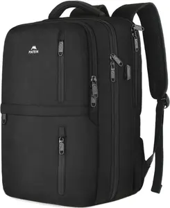 Carry on Backpack, 40L Flight Approved Large Travel Laptop Backpack with USB Charge Port, 17 Inch Water Resistant Luggage Computer Daypack College Overnight Weekender Bag for Men & Women, Black