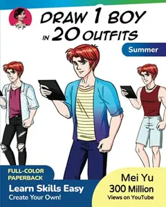 USED-Draw 1 Boy in 20 Outfits - Summer: Learn how to draw clothes for anime manga characters drawing book for children, teens, & young adults (Draw 1 in 20) by Mei Yu (Paperback)