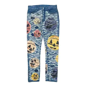 Givenchy x Josh Smith Destroyed Pumpkin Slim Fit Jeans Indigo Pre-Owned