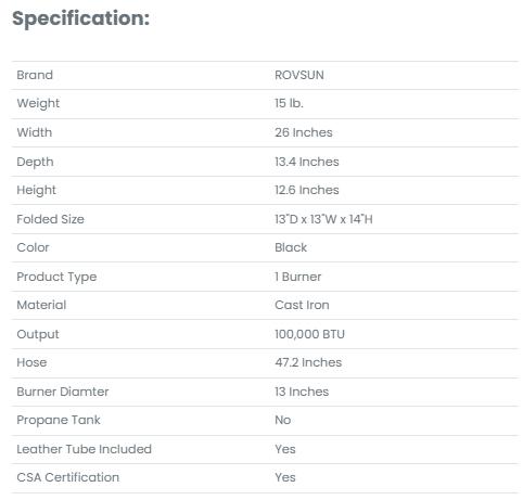 [TOP RATED - FLASH SALE] ROVSUN 1-Burner 100000 BTU Camping Propane Stove with Foldable Side Shelf
