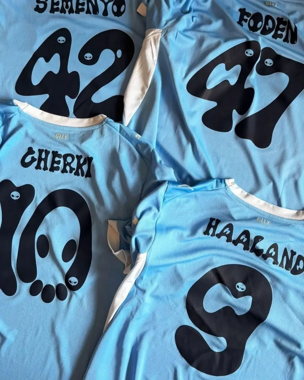 Halloween Sky Blue MC-Inspired Soccer Jersey Custom Name & Number Light Blue/ Black QL