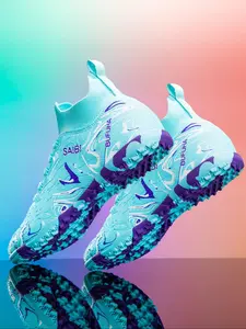 Unisex's Sporty Random Pattern Lace Up Soccer Shoes, Breathable Comfortable Football Boots, Non-slip Football Shoes for Outdoor Training & Competition