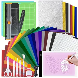 The Essential Bundle for Cricut Makers and All Explore Air-The All-in-One Accessories Kit with HTV Vinyl, Adhesive Vinyl, Transfer Tape, True Control ,  Mat for Projects