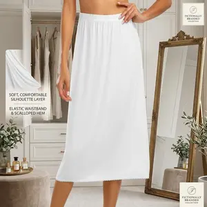 Women's Elegant Half Slip Under Dress with Lace Trim - Long Under Skirt for Formal Occasions, Comfortable Stretch Fabric, Seamless Design, Perfect for Wedding, Party, Daily Wear, Available in Sizes S-XXL