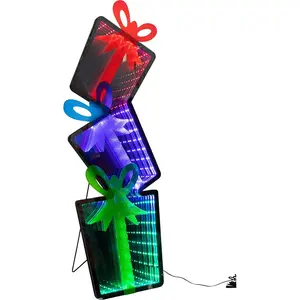 Good Tidings  36 in. Infinity Light Gift Stack Yard Art - Multi Color