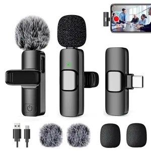 Wireless Portable lavalier microphone for iPhone and Android phones - lavalier notebook microphone for audio and video recording - clip on content creator microphone podcast Vlogging