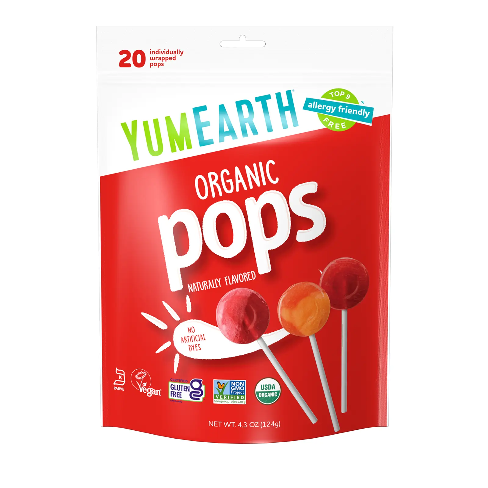 YumEarth Organic Pops, Assorted Flavors, 20 Pops, 4.3 oz (124 g) YumEarth Organic Pops, Assorted Flavors, 20 Pops, 4.3 oz (124 g)