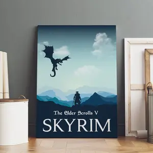 The Elder Scrolls V Skyrim Poster, Dragonborn Wall Art, Gaming Room Decor, Game Poster Gift 496