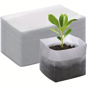 100pcs Non-Woven Fabric Seedling Bags, Biodegradable Tree Seedling Planting Bags, Garden Flower Planting Bags, Nursery Seedling Bags, Growing Bags, Young Seedlings, Planting Container