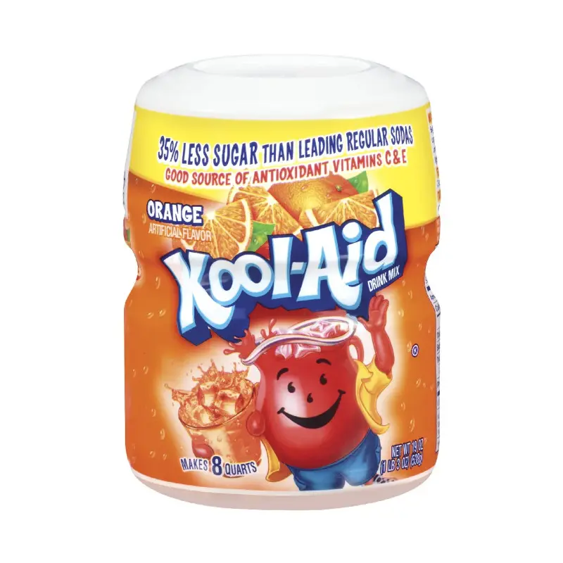 3x Kool-Aid Orange Canister - Zesty Drink Flavoring Powder Bundle 19oz