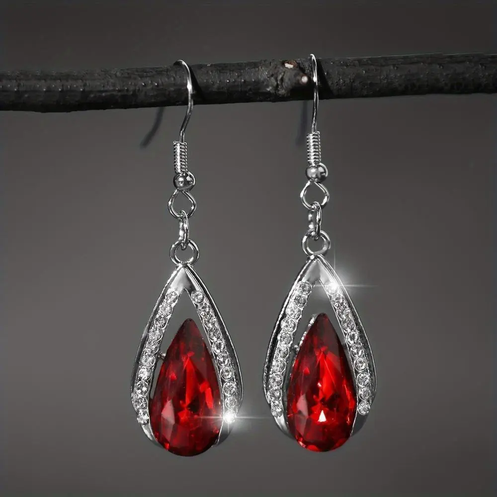 Women's Gothic-Style Waterdrop Earrings - Red and Black Charm Hook Design, Classic Vintage Macabre Style, Ideal Holiday Gift for Sisters or Close Friends, Classic Vintage Earrings, Charm Hook Earrings