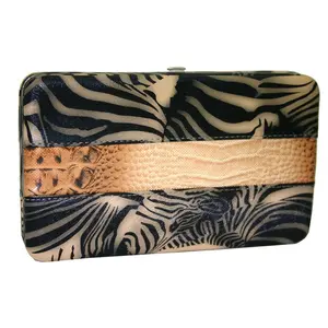Ritz  Women Framed Pursh Down Closure Wallet, Brown Zebra, Zebra Print, Brown Zebra Pattern