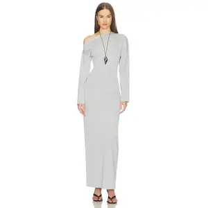 SRG Lesly Off Shoulder Knit Dress in Light Grey